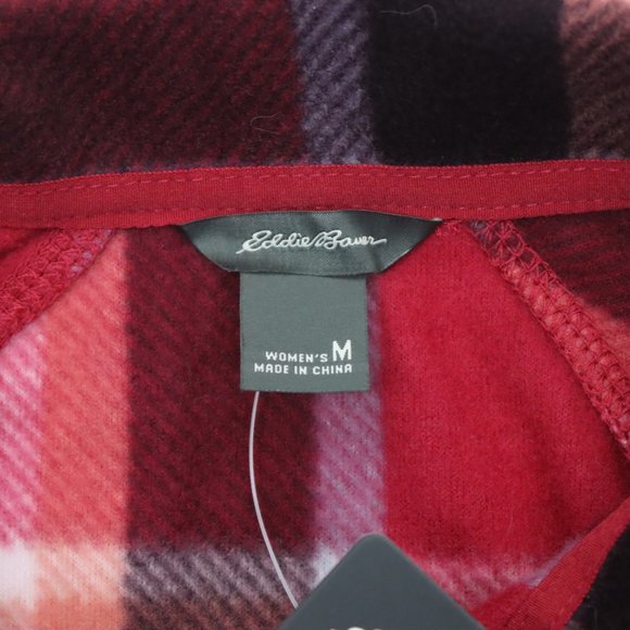 NWT Eddie Bauer Womens Medium Plaid Fleece 1/4 Zip Pullover - Picture 4 of 5